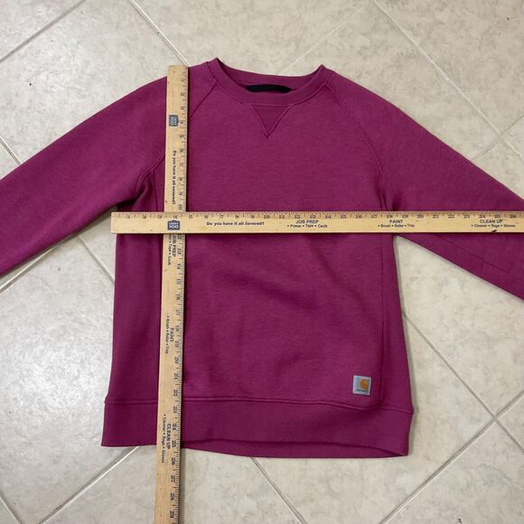 Carhartt Women's Relaxed Logo spell out Sleeve Graphic Sweatshirt Size M purple - Picture 7 of 11
